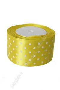 Лента атласная в горошек 5 см*25 ярд (SF-1784) желтый 02