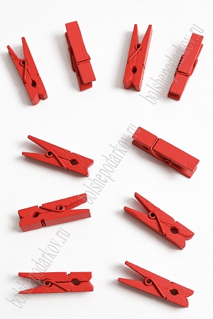 Прищепки деревянные 35 мм (100 шт) SF-2899, красный