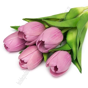Веточка декоративная "Тюльпан" 32 см (5 шт) SF-8136, сиреневый