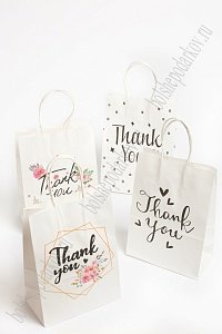 Пакет крафтовый с рисунком &quot;Надпись&quot; 15*21*8 см (12 шт) SF-7177, в ассортименте