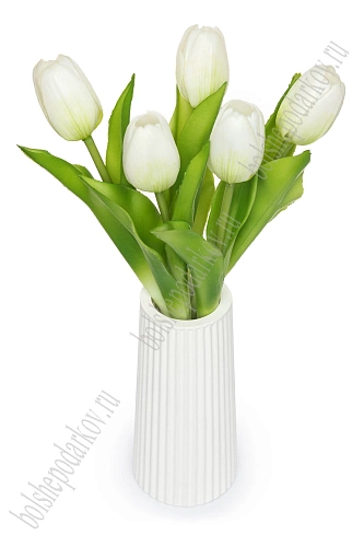 Веточка декоративная &amp;quot;Тюльпан&amp;quot; 32 см (5 шт) SF-8136, белый