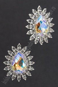 Серединка ювелирная (2 шт) SF-5957, серебро/радужный №31