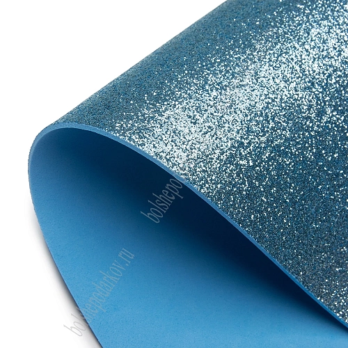 Фоамиран глиттерный 2 мм, 40*60 см Premium (10 листов) SF-3010, голубой №2040