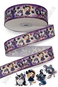 Лента репсовая 2,5 см*25 ярд с рисунком &quot;Хэллоуин&quot; SF-6131, №3