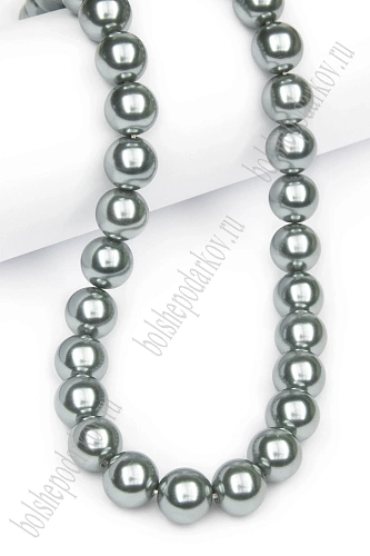 Бусины круглые на нитке 10 мм (SF-8070) жемчуг серый