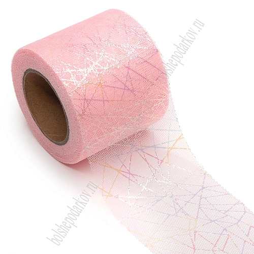 Фатин «Узор» 5,5 см*15 ярд (SF-6038) розовый №10