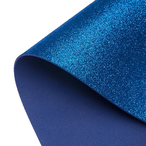 Фоамиран глиттерный А4, 2 мм Premium (10 листов) SF-1955, синий №2037