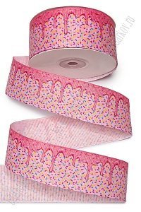 Лента репсовая 4 см*25 ярд с рисунком &quot;Посыпка&quot; SF-6130