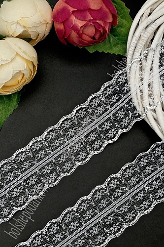 Кружево с люрексом 4,5 см*15 ярд (SF-7363) молочный/золото