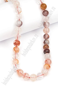 Бусины круглые на нитке 8 мм (SF-7591) кварц коричневый