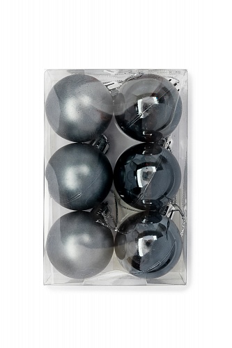 Набор новогодних шаров 4 см (6 шт) SF-7334, темное серебро №11