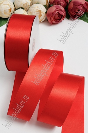 Лента атласная 5 см*100 ярд (SF-5926) красный №026 УЦЕНКА
