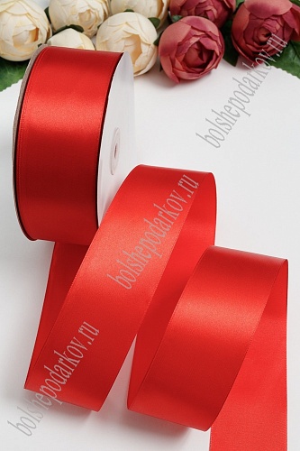 Лента атласная 5 см*100 ярд (SF-5926) красный №026 УЦЕНКА