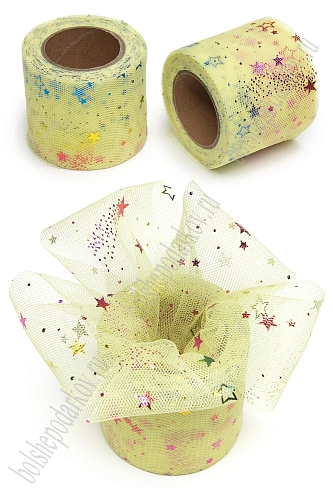 Фатин «Звездочки» 5,5 см*15 ярд (SF-6040) светло-желтый №19