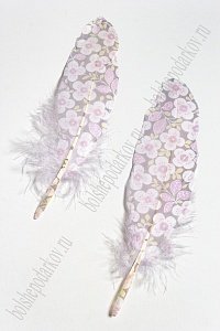 Перья декоративные 16*4,5 см (6 шт) &quot;Цветочек&quot; фиолетовый