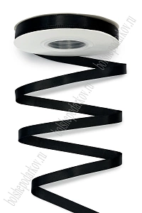 Лента атласная двусторонняя 1 см*25 ярд (SF-7881) черный №0006