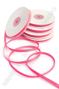 Лента репсовая 0,6 см*20 ярд "1 сорт" (10 бобин) SF-1722, ярко-розовый №14