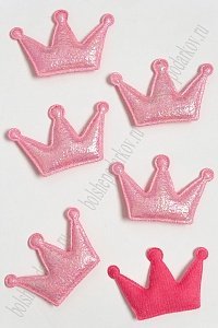Патч с переливом &quot;Корона&quot; 6,5*4,5 см (10 шт) SF-3781, розовый