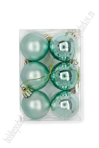 Набор новогодних шаров 4 см (6 шт) SF-7334, аквамариновый №7