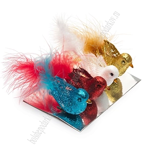 Птички декоративные с зажимом 9,5 см (4 шт) SF-5036, микс №4