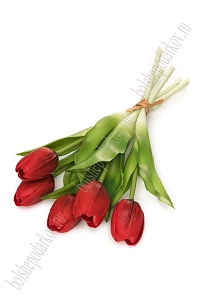Веточка декоративная "Тюльпан" 32 см (5 шт) SF-8136, красный