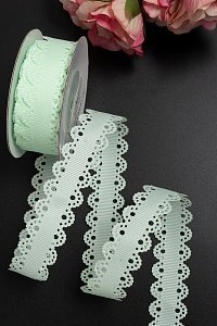 Лента репсовая с ажурными краями, 2 см (SF-3453) мятный №50