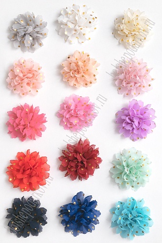 Цветочек шифоновый в горошек 9 см (20 шт) SF-5924, черный №80