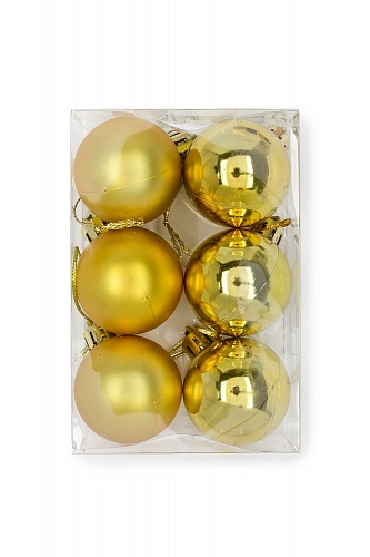 Набор новогодних шаров 4 см (6 шт) SF-7334, золото №2