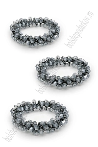 Резинки с бусинами для волос 5 см (3 шт) SF-8011, серый