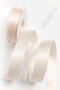 Лента атласная двусторонняя 2,5 см*25 ярд (SF-7276) бежевый №0004