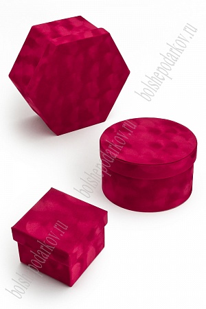 Коробки бархатные 3 в 1, 23,5*21*11 см (SF-7433) красный