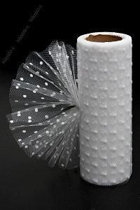 Фатин в горошек 15 см*10 ярд (SF-2941) молочный №16