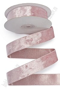 Лента двусторонняя велюр/атлас 2,5 см*10 ярд (SF-7601) розовый №7