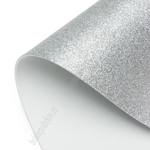 Фоамиран глиттерный А4, 2 мм Premium (10 листов) SF-1955, серебро №016