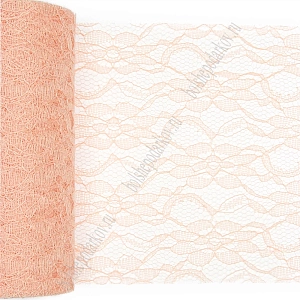 Фатин с узором &quot;Цветы&quot; 15 см*10 ярд (SF-2940) персиковый