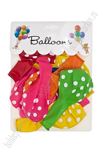 Шарики воздушные 12 дюймов "Горошек" (12 шт) SF-7835