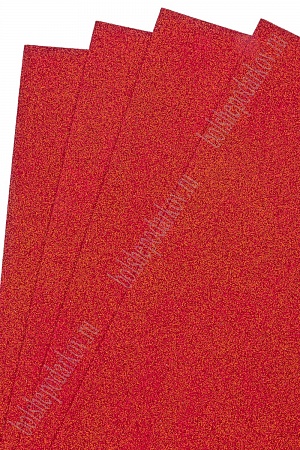 Фоамиран глиттерный А4, 2 мм Premium (10 листов) SF-1955, красный №001