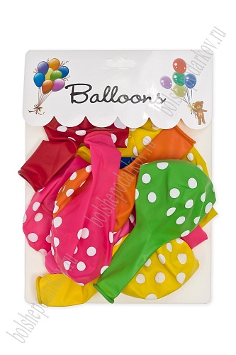 Шарики воздушные 12 дюймов &amp;quot;Горошек&amp;quot; (12 шт) SF-7835