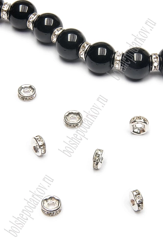 Бусина разделитель с кристаллами 6 мм (100 шт) SF-8139
