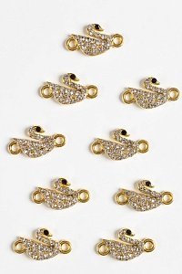 Подвеска-коннектор металл 19*11 мм &quot;Лебедь со стразами&quot; (5 шт) SF-2608, золото