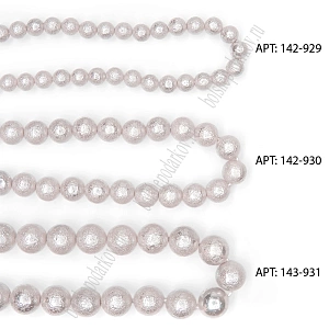 Бусины круглые на леске 10 мм (SF-8073) хлопковый жемчуг светлая пенка