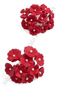 Тайские бумажные цветочки 2 см на веточке (20 шт) S11/12, красный