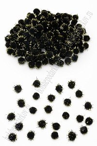 Помпоны с люрексом 10 мм (200 шт) SF-1167, черный