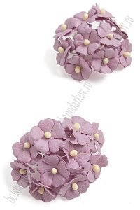 Тайские бумажные цветочки 2 см на веточке (20 шт) S11/187, сиреневый