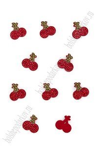 Патчи из фетра со стразами &quot;Вишенки&quot; 2*2,1 см (15 шт) SF-7699