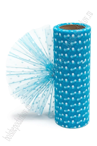 Фатин в горошек 15 см*10 ярд (SF-2941) бирюзовый №1