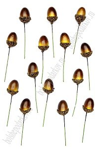 Муляж декоративный желудь на веточке, SF-2335 (50 шт) темно-коричневый №2 Муляж декоративный желудь на веточке, SF-2335 (50 шт) темно-коричневый №2