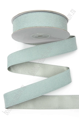 Лента вельвет/атлас 2,5 см*10 ярд (SF-7313) пыльно-аквамариновый