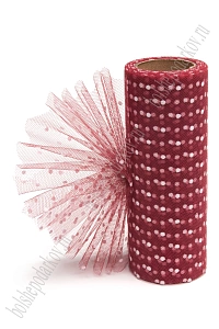 Фатин в горошек 15 см*10 ярд (SF-2941) бордовый №22