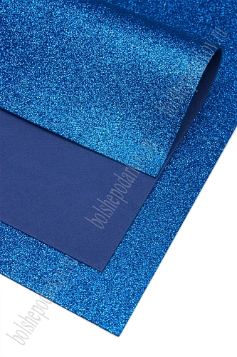 Фоамиран глиттерный А4, 2 мм Premium (10 листов) SF-1955, синий №2037